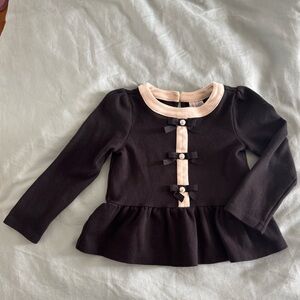 Janie and Jack Black and Cream Long Sleeve Top